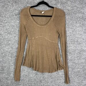 Free People Intimately Brown Tunic Top Long Sleeve Relaxed Casual Comfort